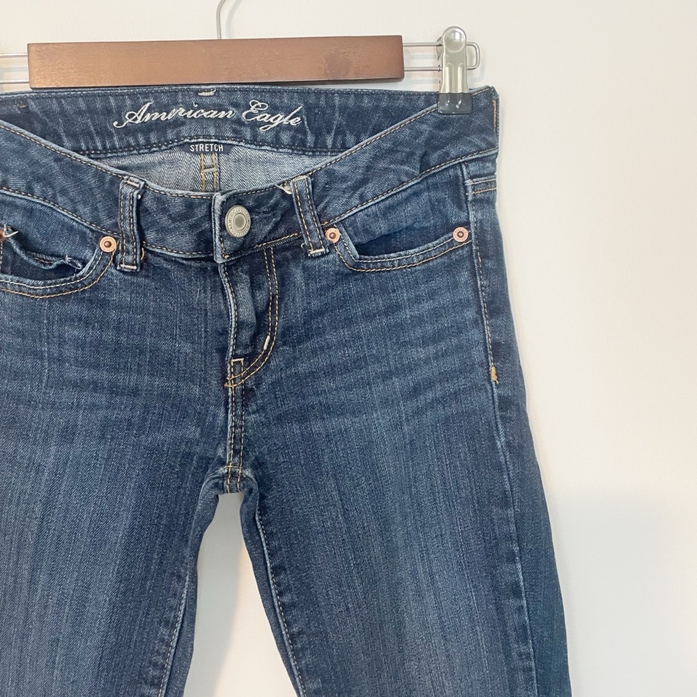 American Eagle Skinny Dark Wash Denim Capris Size 2 - Picture 2 of 4